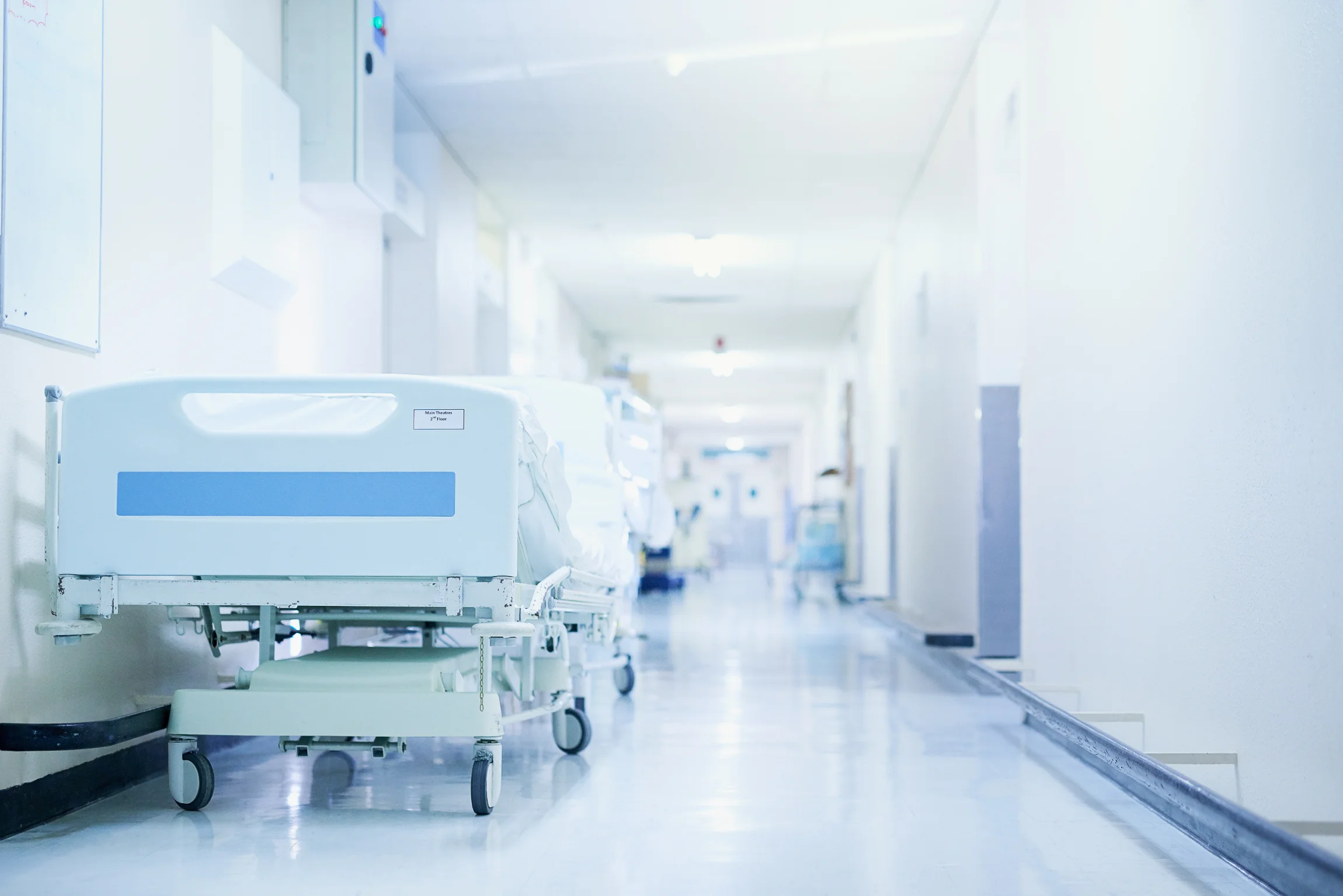 Available beds in a hospital corridor