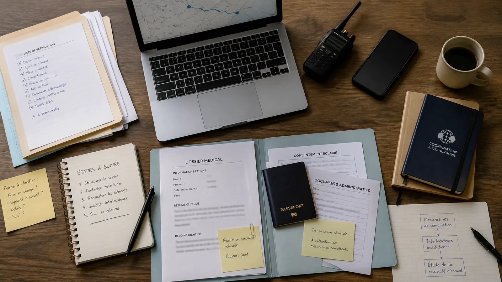 Medical file, administrative documents and coordination tools prepared for a care pathway